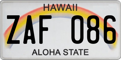 HI license plate ZAF086