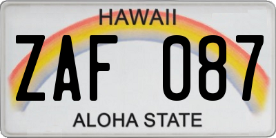 HI license plate ZAF087