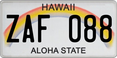 HI license plate ZAF088