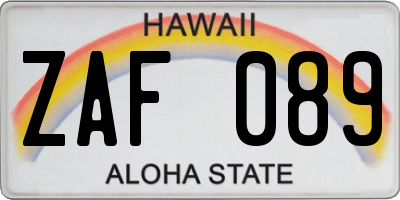 HI license plate ZAF089