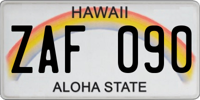HI license plate ZAF090