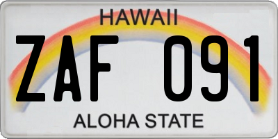 HI license plate ZAF091