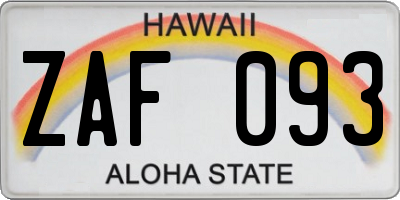 HI license plate ZAF093