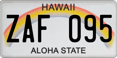 HI license plate ZAF095