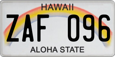 HI license plate ZAF096