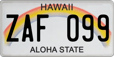 HI license plate ZAF099