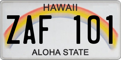 HI license plate ZAF101