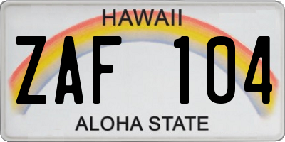 HI license plate ZAF104