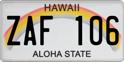HI license plate ZAF106
