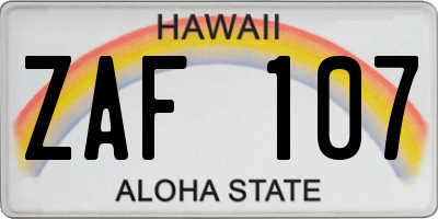 HI license plate ZAF107
