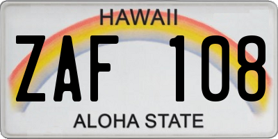 HI license plate ZAF108
