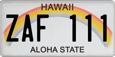 HI license plate ZAF111