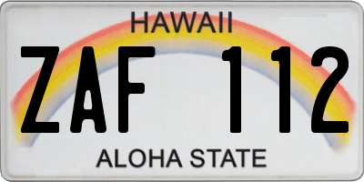 HI license plate ZAF112