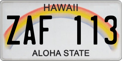 HI license plate ZAF113