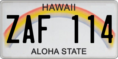 HI license plate ZAF114