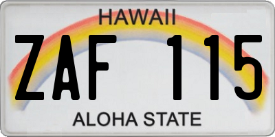 HI license plate ZAF115