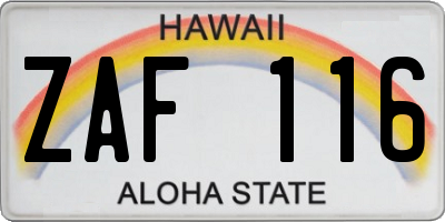 HI license plate ZAF116