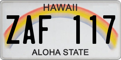 HI license plate ZAF117