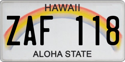 HI license plate ZAF118