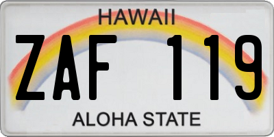 HI license plate ZAF119