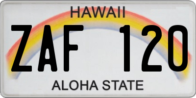 HI license plate ZAF120