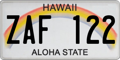 HI license plate ZAF122