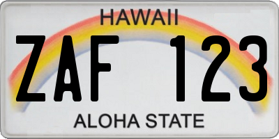 HI license plate ZAF123