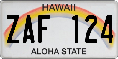 HI license plate ZAF124