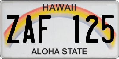 HI license plate ZAF125