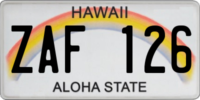 HI license plate ZAF126