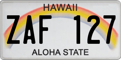 HI license plate ZAF127