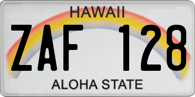 HI license plate ZAF128