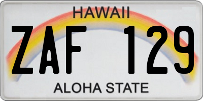 HI license plate ZAF129