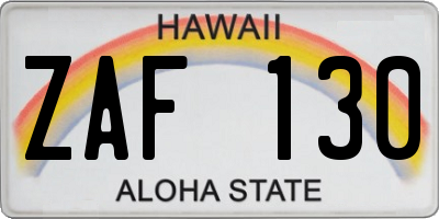 HI license plate ZAF130