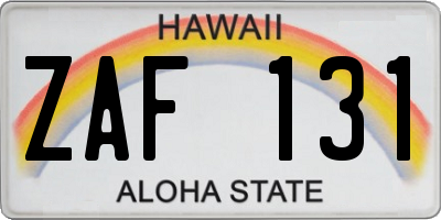 HI license plate ZAF131