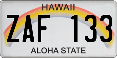 HI license plate ZAF133