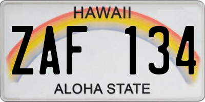 HI license plate ZAF134