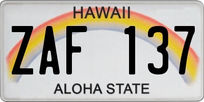 HI license plate ZAF137