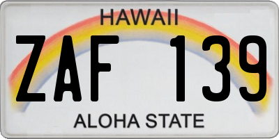 HI license plate ZAF139