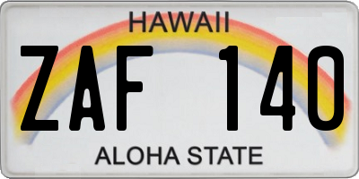 HI license plate ZAF140