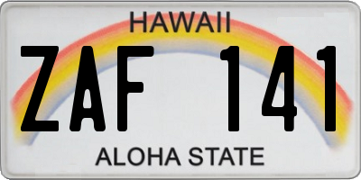 HI license plate ZAF141