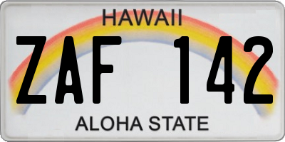 HI license plate ZAF142