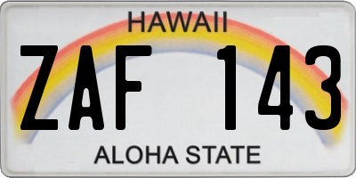 HI license plate ZAF143