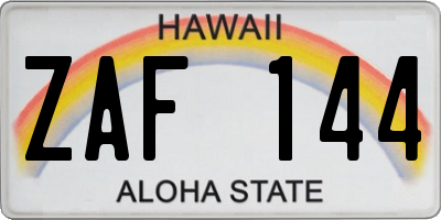 HI license plate ZAF144