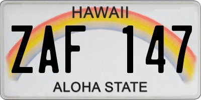 HI license plate ZAF147