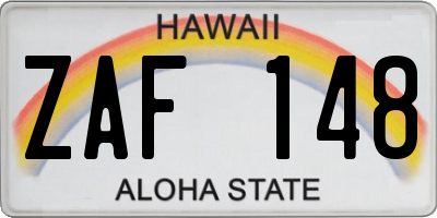 HI license plate ZAF148