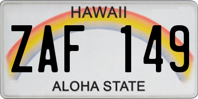 HI license plate ZAF149