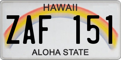 HI license plate ZAF151