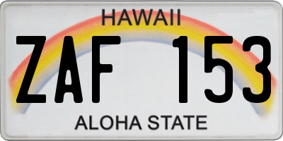 HI license plate ZAF153