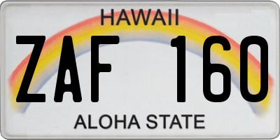 HI license plate ZAF160